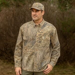 Mossy Oak Camouflage Canvas Long Sleeve Buttonup Outdoors Camping‎ Hunting 2XL